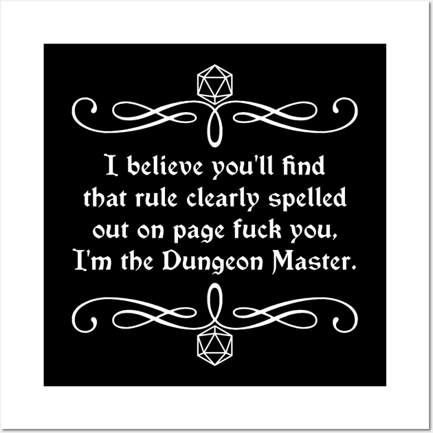 Page Fuck You I'm the Dungeon Master Wall Art by robertbevan